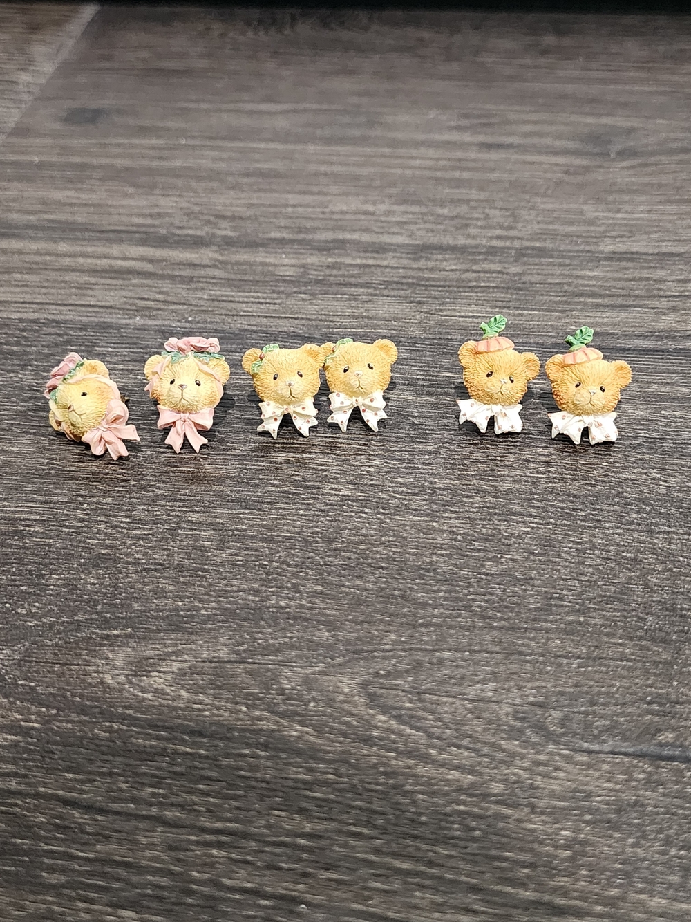 Vintage Enesco Cherished Teddies Earrings, Set Of 3